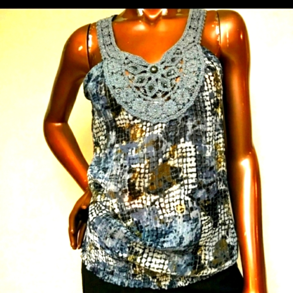 Charlotte Russe Crochet Neckline Tank Top